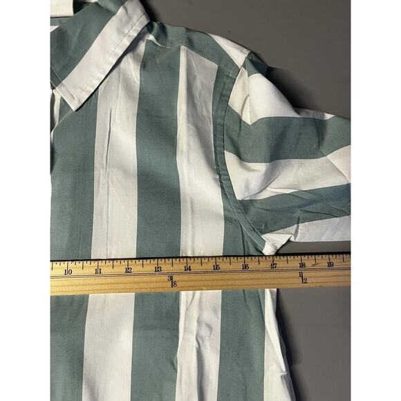 Atlantic-Pacific x LAKE Shirt Dress Womens XS Green/White Striped Pockets Resort - Picture 13 of 15